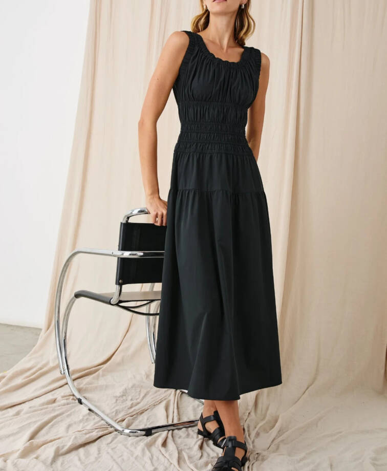 Rails Anastasia Elasticized Scoop Neck Dress Women's XL Black Pullover Style