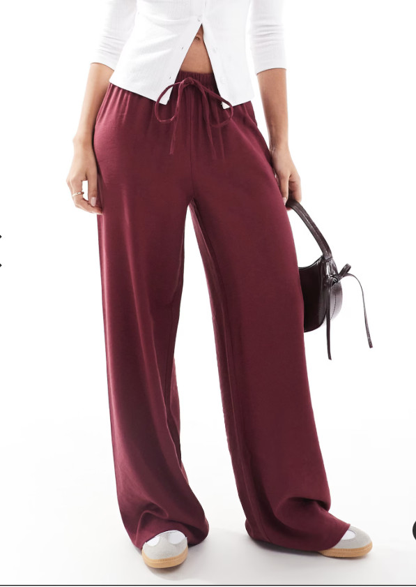 Atm Anthony Thomas Melillo Wide Leg Drawstring Pants Women's M Merlot Pull On