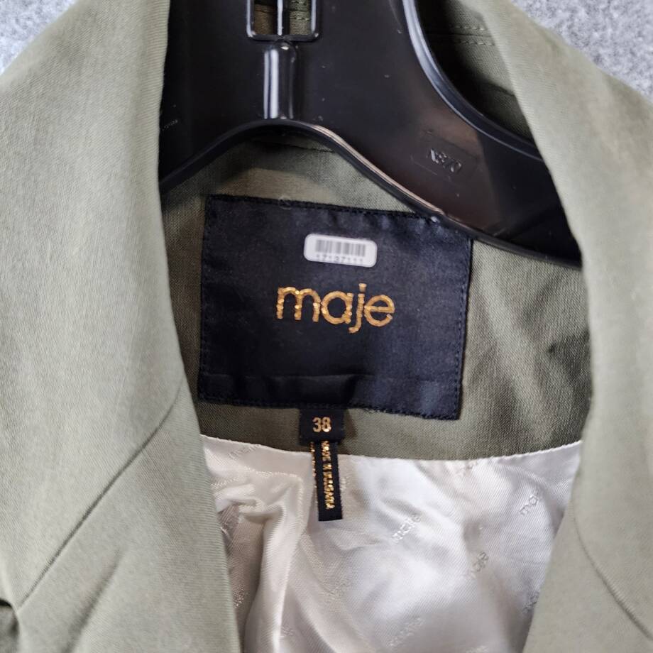 Maje Double-Breasted Wool Blend Slim-Fit Suit Jacket Women's 38 Olive Green