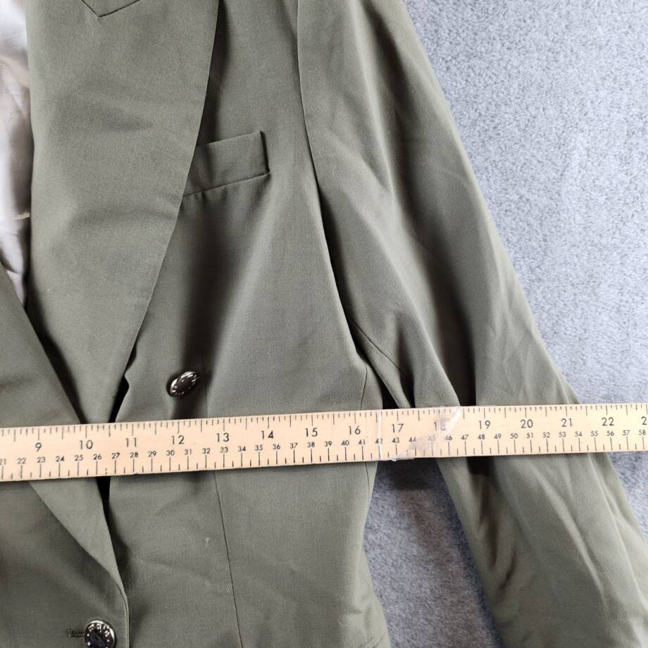 Maje Double-Breasted Wool Blend Slim-Fit Suit Jacket Women's 38 Olive Green
