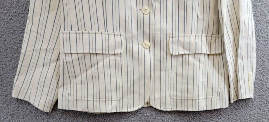 Lauren Ralph Lauren Striped Linen Blend Twill Blazer Women's 18 Cream/Blue L/S