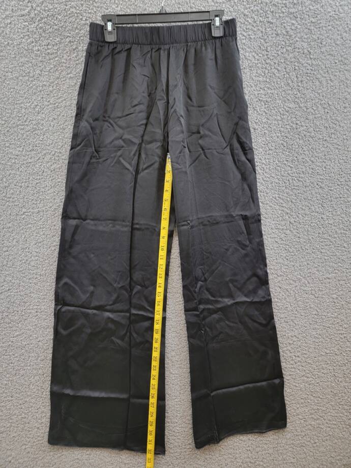 ATM Satin Wide Leg Pull On Pants Women's S Black Elasticized Waistband Pullon