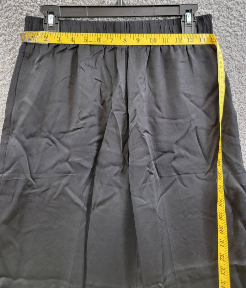 ATM Satin Wide Leg Pull On Pants Women's S Black Elasticized Waistband Pullon