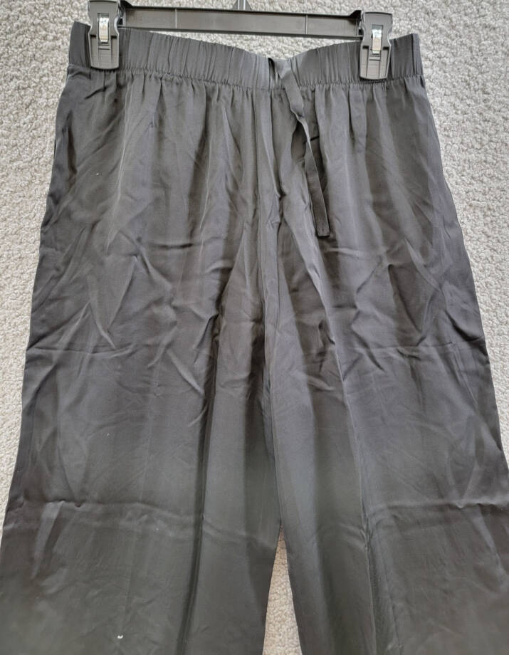 ATM Satin Wide Leg Pull On Pants Women's S Black Elasticized Waistband Pullon