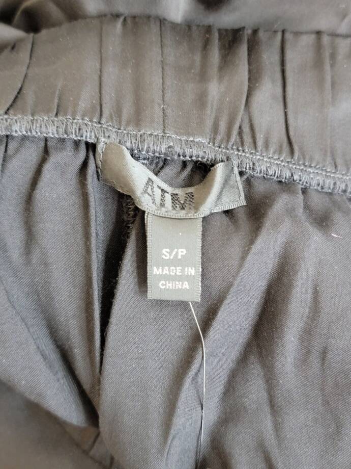ATM Satin Wide Leg Pull On Pants Women's S Black Elasticized Waistband Pullon
