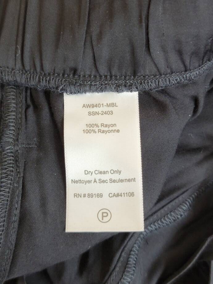 ATM Satin Wide Leg Pull On Pants Women's S Black Elasticized Waistband Pullon