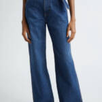 Veronica Beard Taylor High Rise Wide Leg Jeans Women's 25 Dusted Oxford Denim