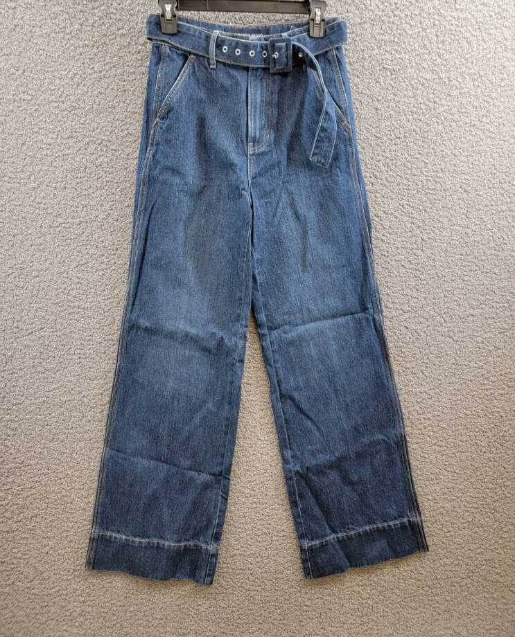 Veronica Beard Taylor High Rise Wide Leg Jeans Women's 25 Dusted Oxford Denim