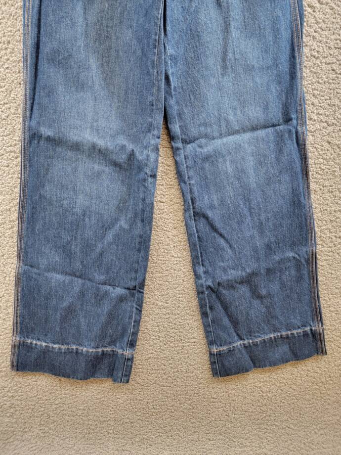 Veronica Beard Taylor High Rise Wide Leg Jeans Women's 25 Dusted Oxford Denim