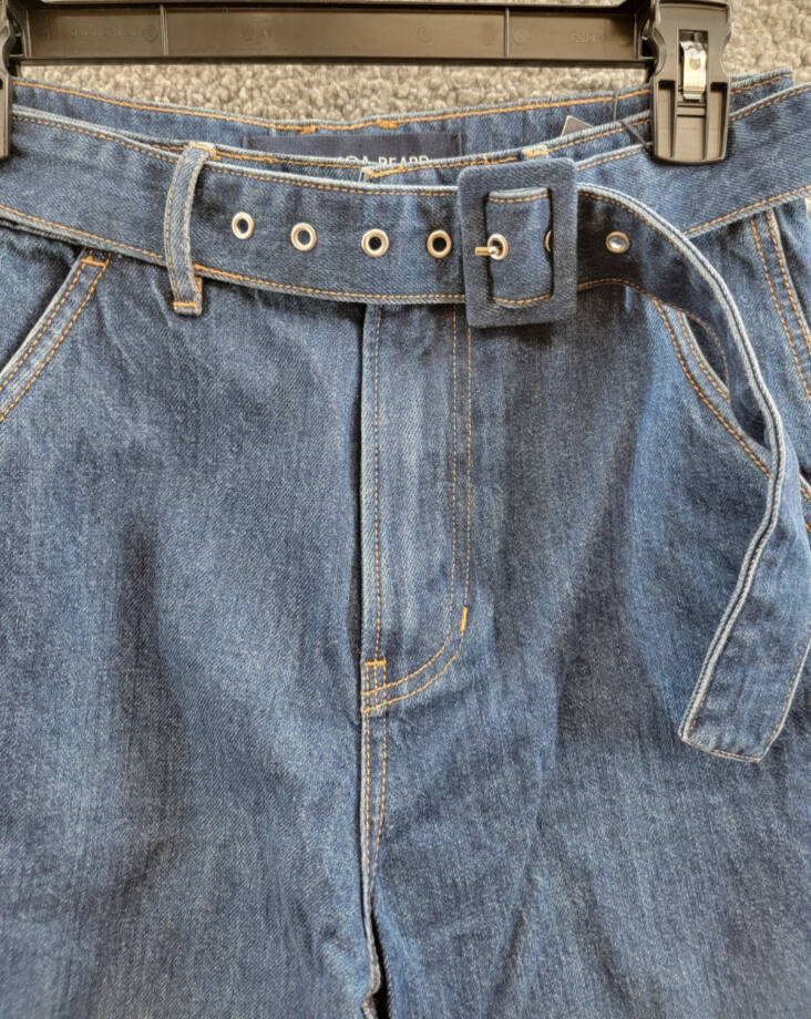 Veronica Beard Taylor High Rise Wide Leg Jeans Women's 25 Dusted Oxford Denim