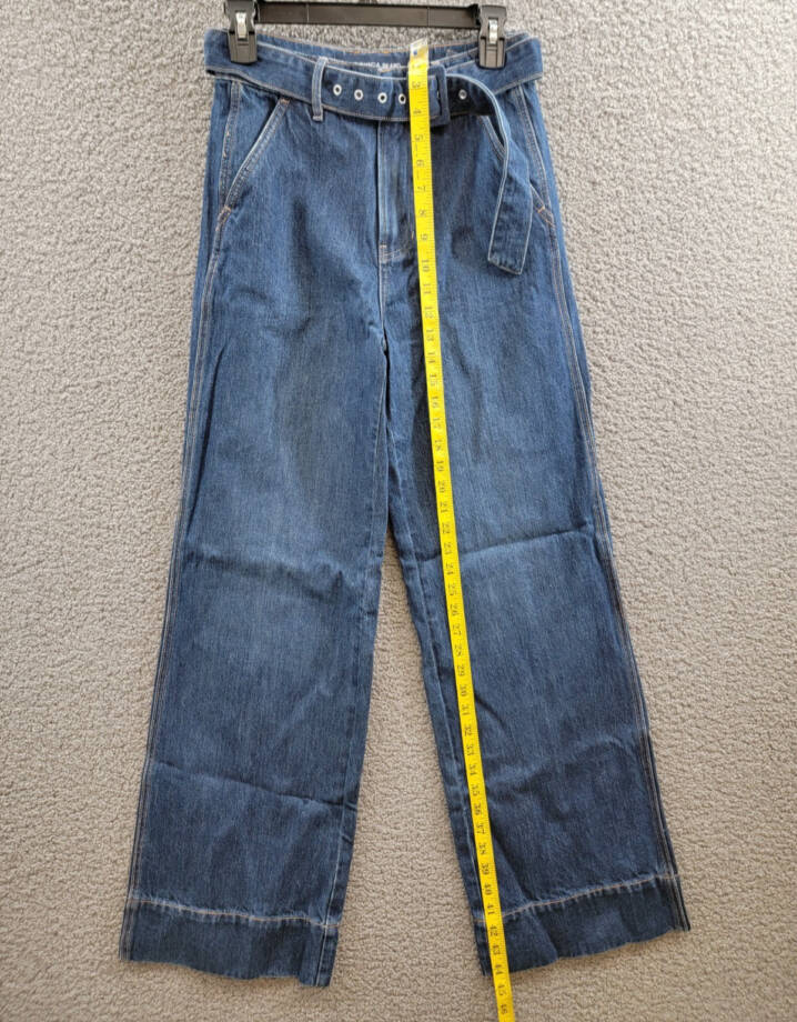 Veronica Beard Taylor High Rise Wide Leg Jeans Women's 25 Dusted Oxford Denim
