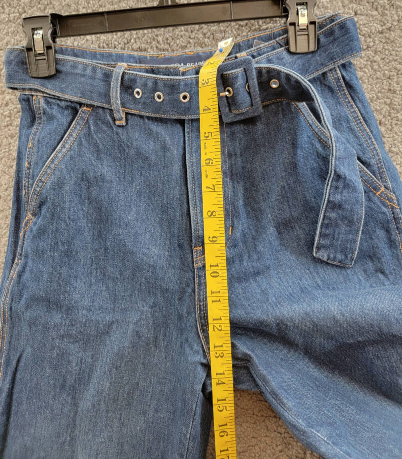 Veronica Beard Taylor High Rise Wide Leg Jeans Women's 25 Dusted Oxford Denim