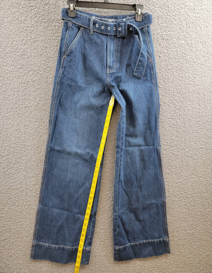 Veronica Beard Taylor High Rise Wide Leg Jeans Women's 25 Dusted Oxford Denim