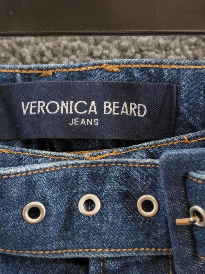 Veronica Beard Taylor High Rise Wide Leg Jeans Women's 25 Dusted Oxford Denim