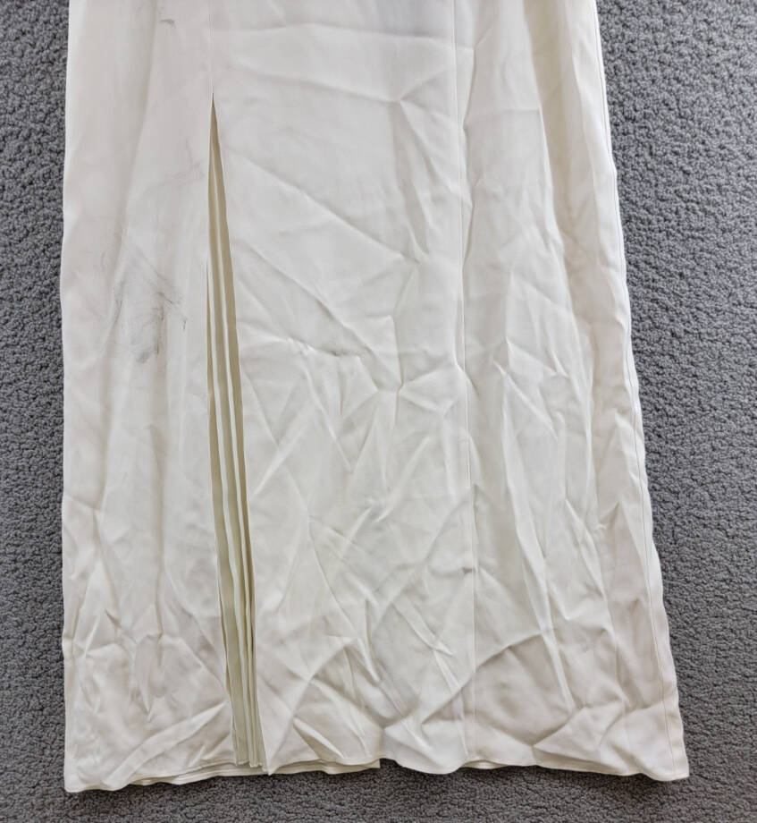 Boss Vateza Maxi Skirt Women's 10 White Solid Pleated Detail Back Zip Closure~