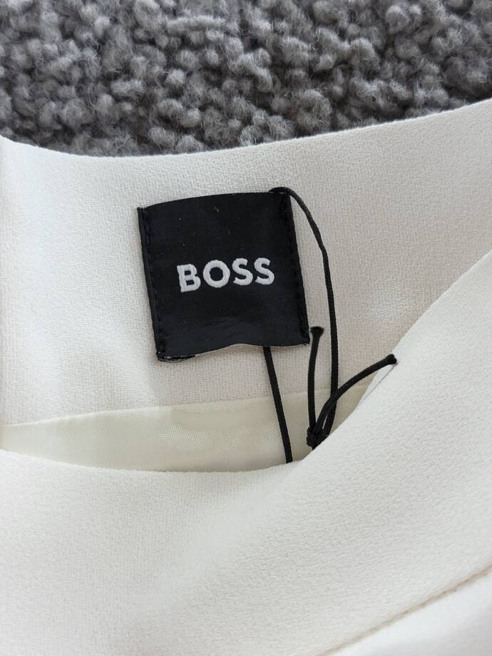 Boss Vateza Maxi Skirt Women's 10 White Solid Pleated Detail Back Zip Closure~