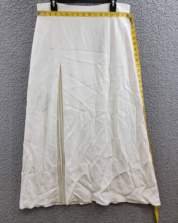 Boss Vateza Maxi Skirt Women's 10 White Solid Pleated Detail Back Zip Closure~