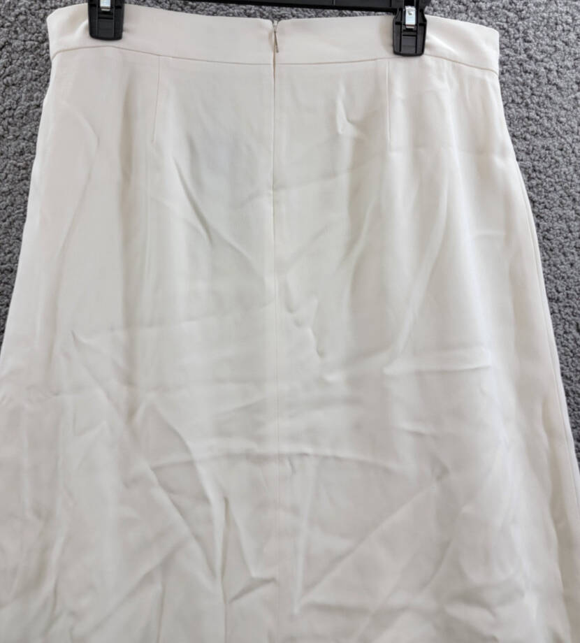 Boss Vateza Maxi Skirt Women's 10 White Solid Pleated Detail Back Zip Closure~