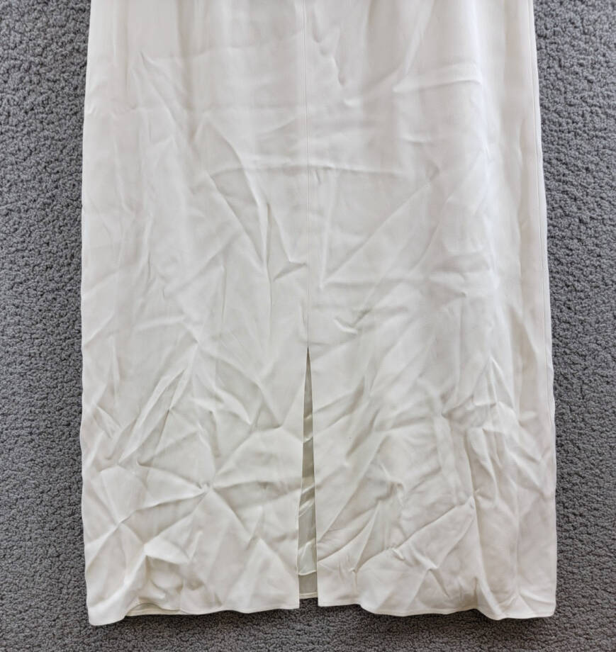 Boss Vateza Maxi Skirt Women's 10 White Solid Pleated Detail Back Zip Closure~