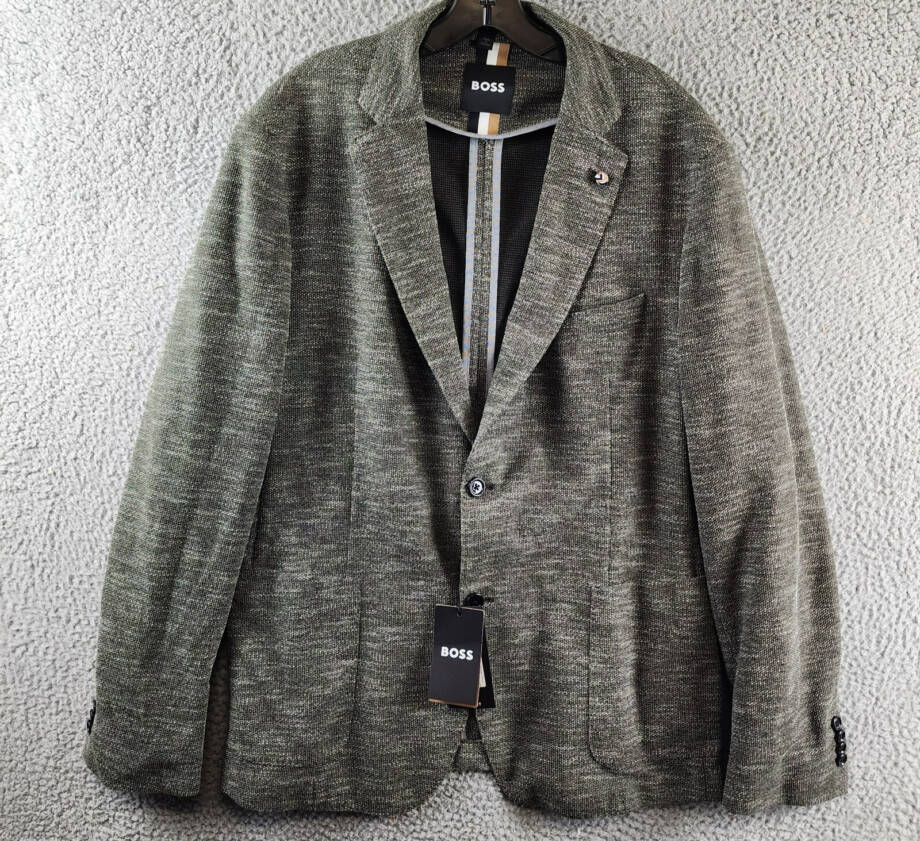 BOSS Jersey Soft Construction Slim Fit Sport Coat Men's 44R Green Long Sleeve