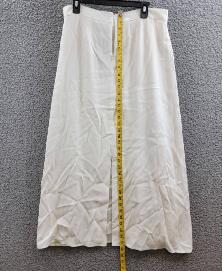Boss Vateza Maxi Skirt Women's 10 White Solid Pleated Detail Back Zip Closure~