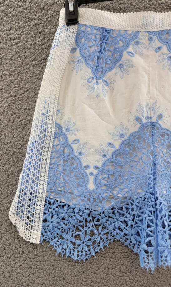 Evarae Layla Shorts Women's 4 Vista Blue/Cream High Rise Back Zip Closure~