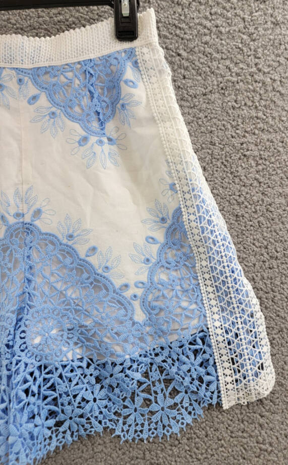 Evarae Layla Shorts Women's 4 Vista Blue/Cream High Rise Back Zip Closure~