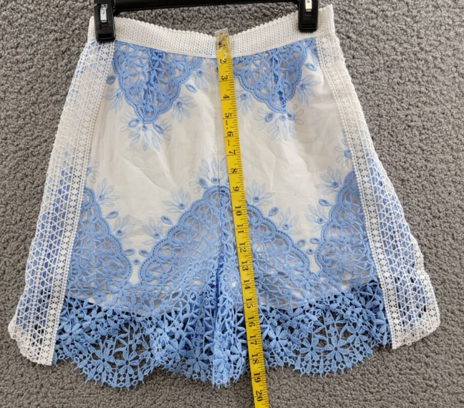 Evarae Layla Shorts Women's 4 Vista Blue/Cream High Rise Back Zip Closure~