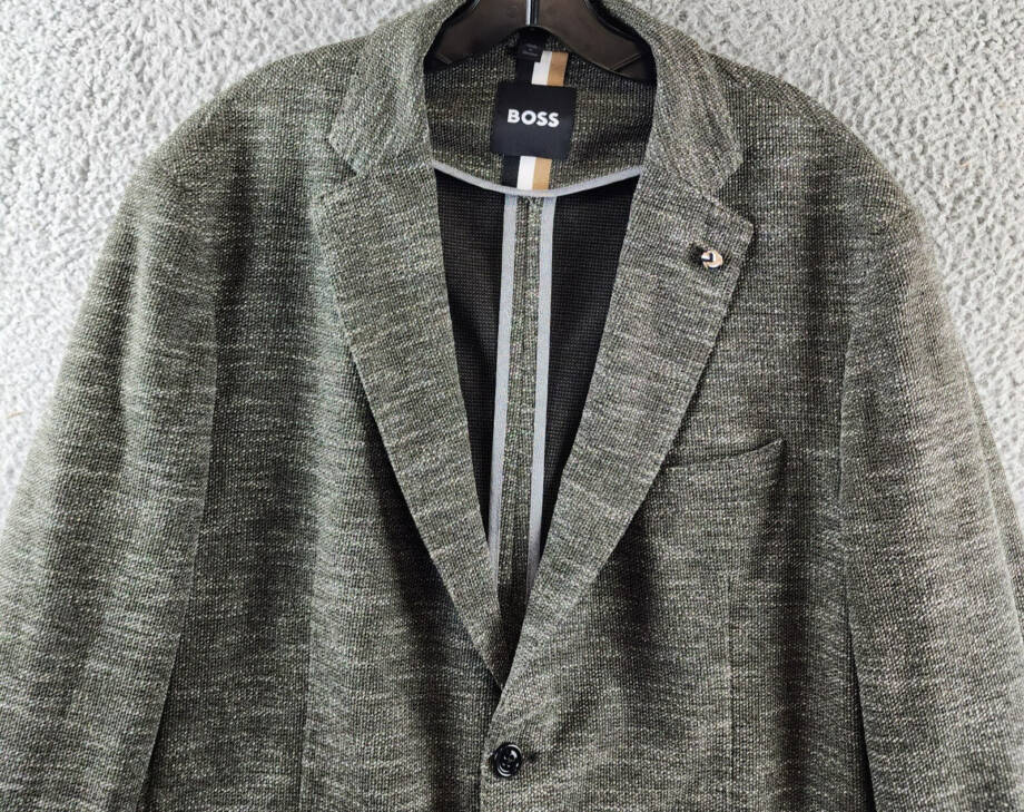 BOSS Jersey Soft Construction Slim Fit Sport Coat Men's 44R Green Long Sleeve