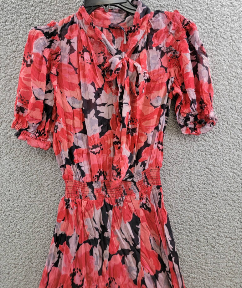 Polo by Ralph Lauren Floral Georgette Tie-Neck Dress Women's XS Multi Pullover~