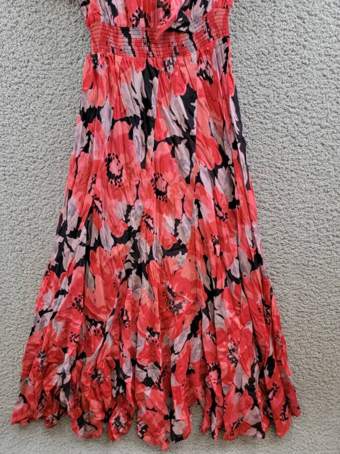 Polo by Ralph Lauren Floral Georgette Tie-Neck Dress Women's XS Multi Pullover~
