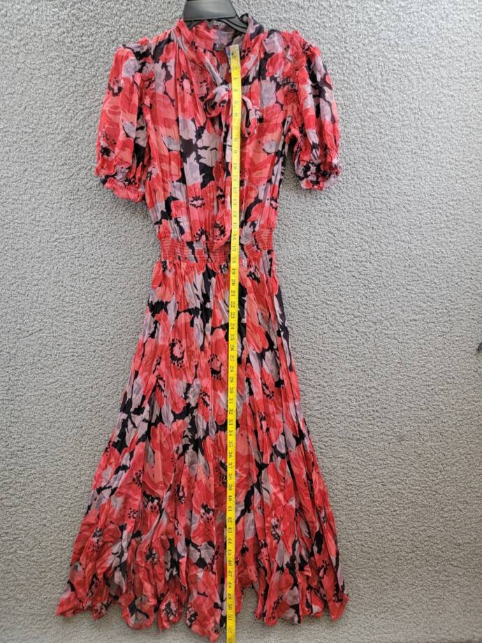 Polo by Ralph Lauren Floral Georgette Tie-Neck Dress Women's XS Multi Pullover~