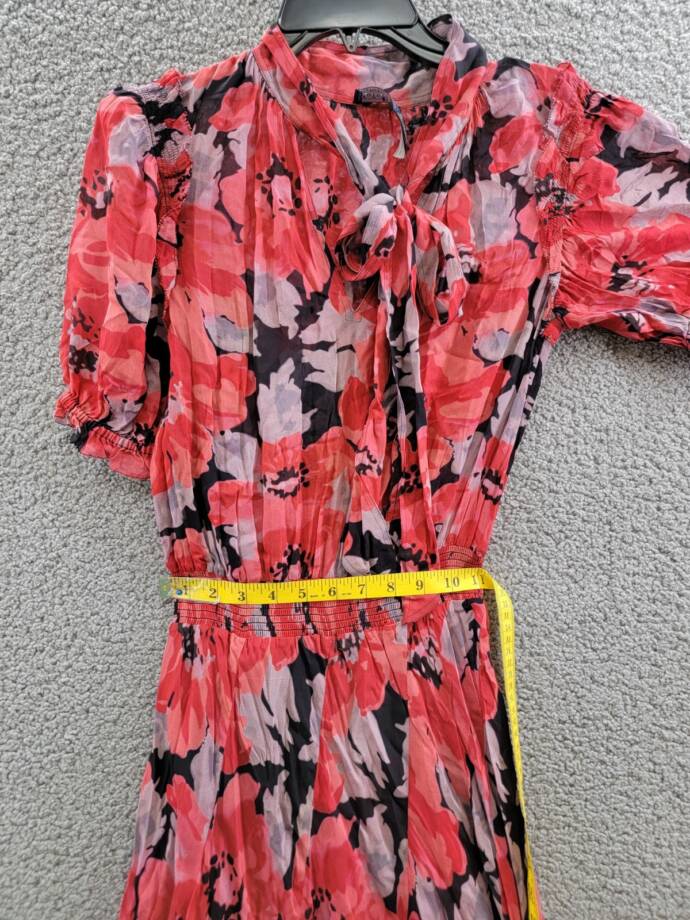 Polo by Ralph Lauren Floral Georgette Tie-Neck Dress Women's XS Multi Pullover~
