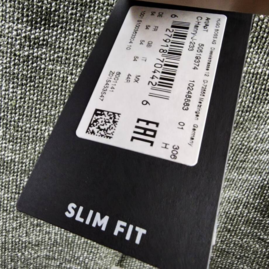 BOSS Jersey Soft Construction Slim Fit Sport Coat Men's 44R Green Long Sleeve