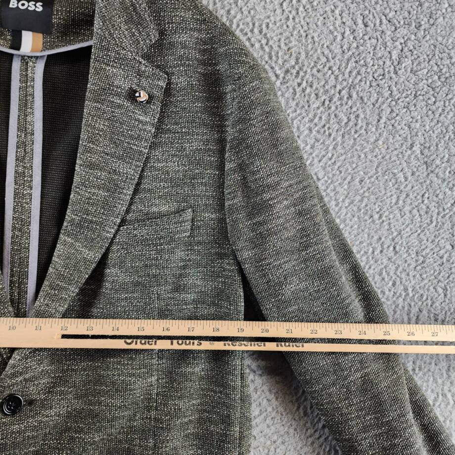 BOSS Jersey Soft Construction Slim Fit Sport Coat Men's 44R Green Long Sleeve