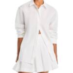 Simkhai Chandler Oversized Shirt Women's L White Long Sleeve Button Closure~
