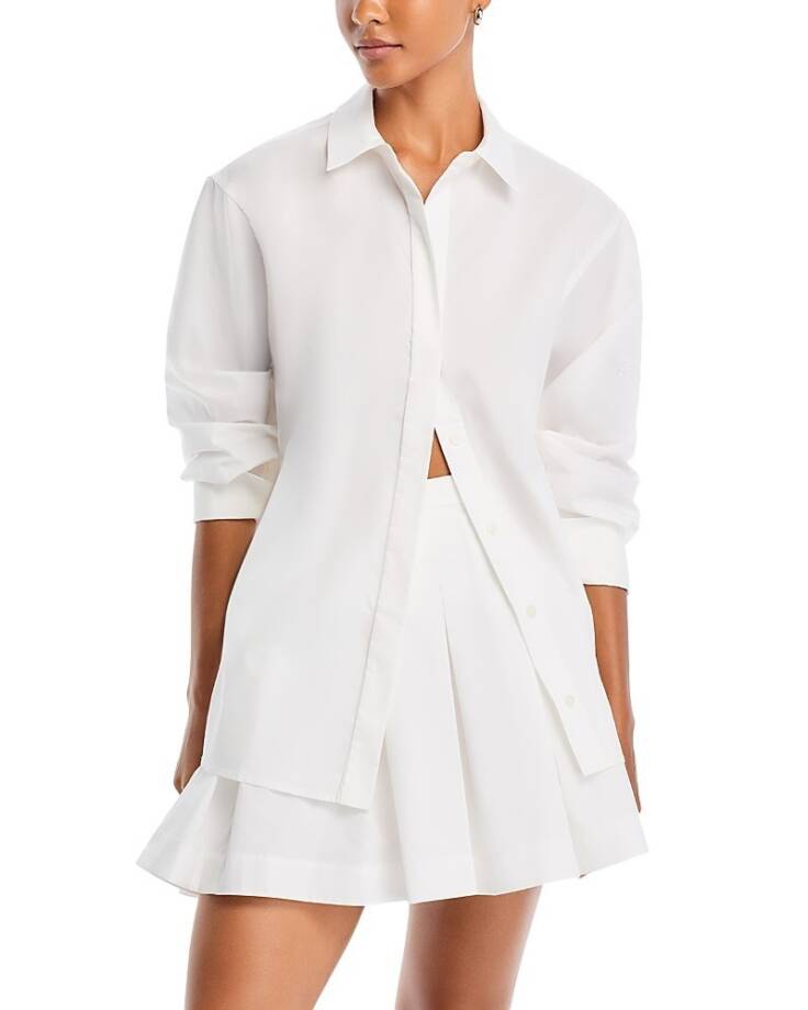 Simkhai Chandler Oversized Shirt Women's L White Long Sleeve Button Closure~