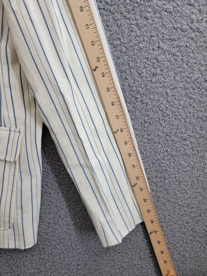 Lauren Ralph Lauren Striped Linen Blend Twill Blazer Women's 18 Cream/Blue L/S