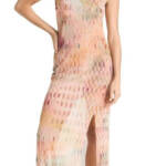 MISA Fernanda Dress Women's XS Multi Geo Print Round Neck Button Back Closure