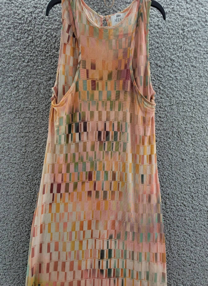 MISA Fernanda Dress Women's XS Multi Geo Print Round Neck Button Back Closure