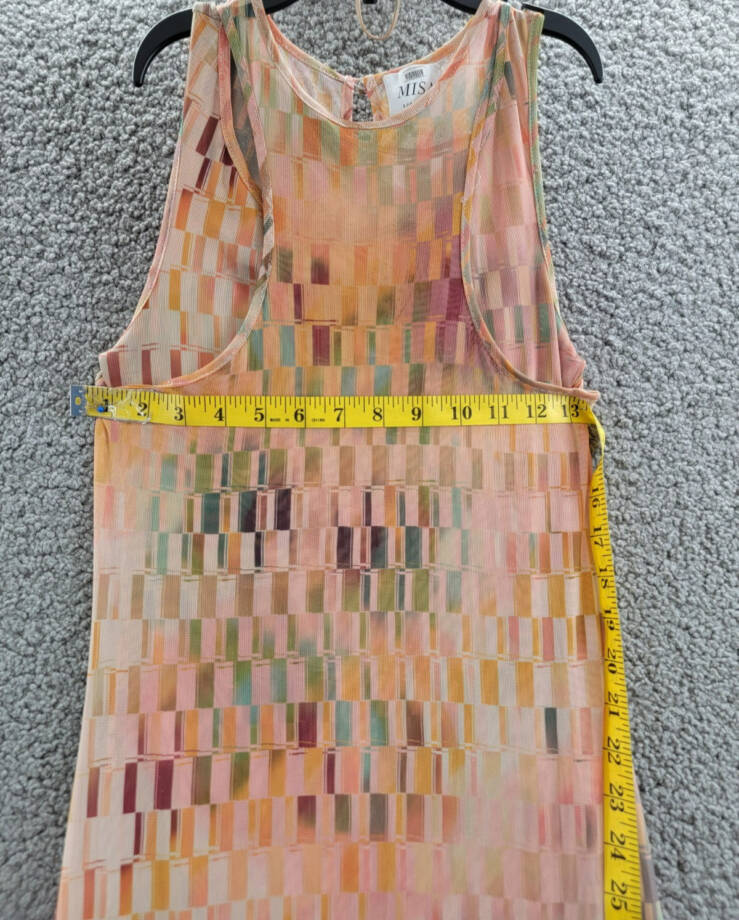 MISA Fernanda Dress Women's XS Multi Geo Print Round Neck Button Back Closure