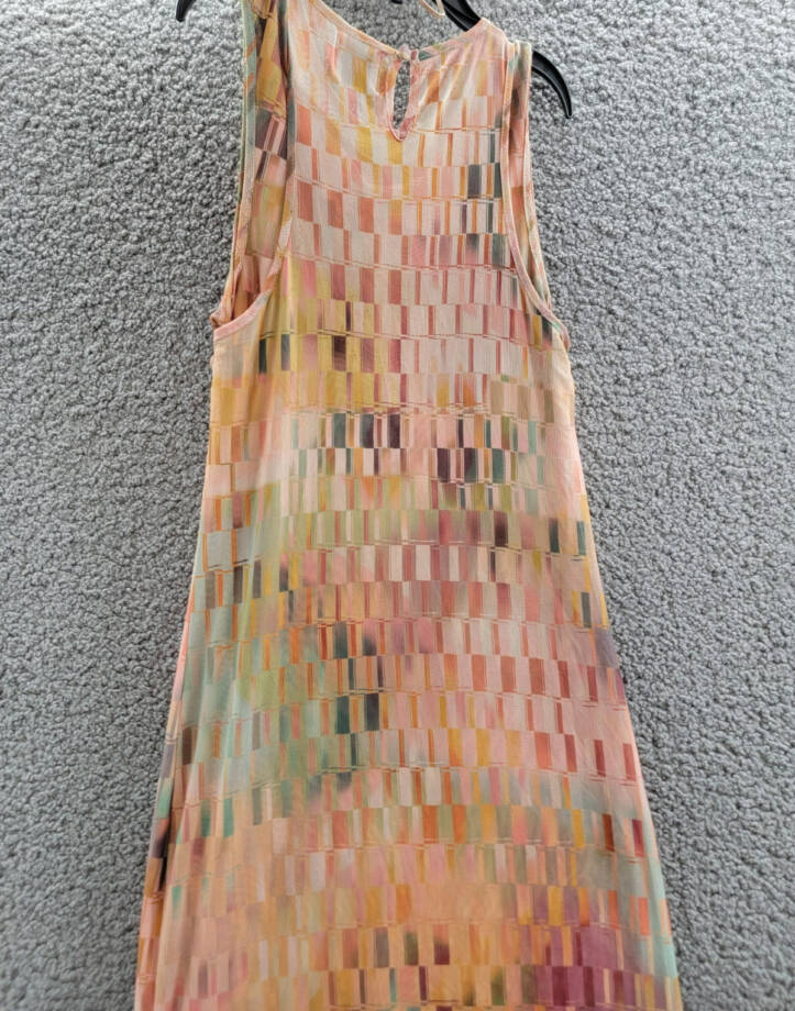 MISA Fernanda Dress Women's XS Multi Geo Print Round Neck Button Back Closure