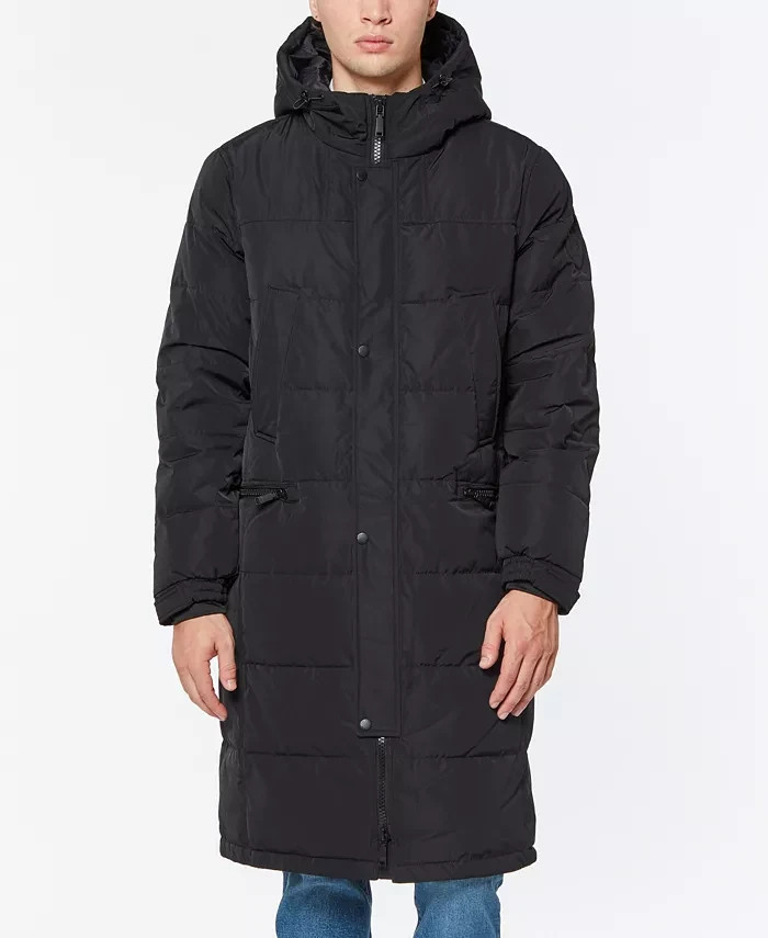 Vince Camuto Long Quilted Puffer Walker Coat Men's L/G Black Zipper Closure
