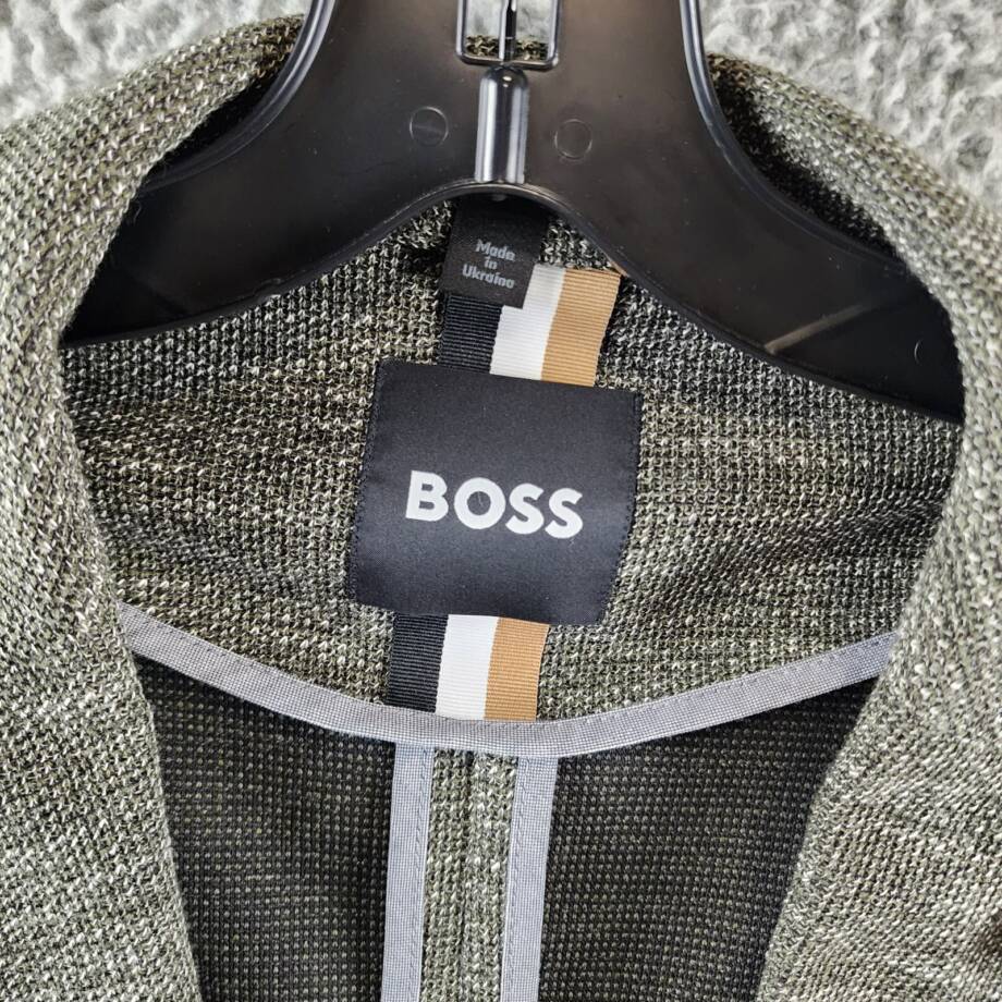 BOSS Jersey Soft Construction Slim Fit Sport Coat Men's 44R Green Long Sleeve