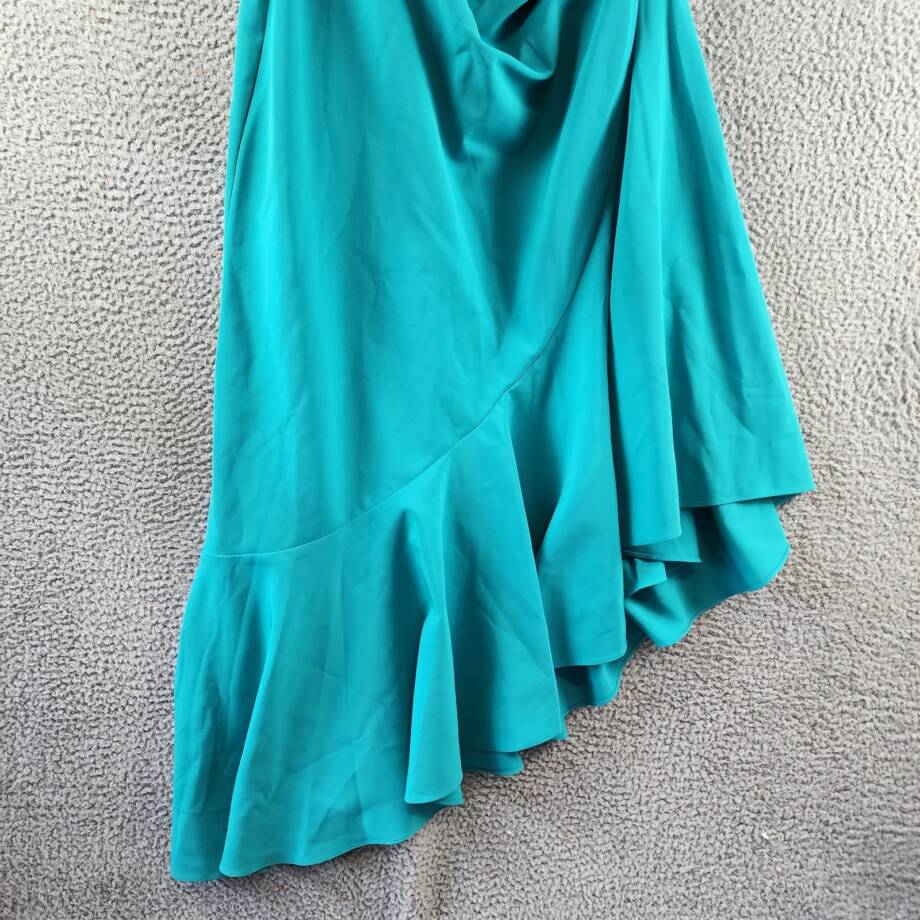 Eliza J Asymmetrical One-Shoulder Dress Women's 12 Turquoise Solid Sleeveless