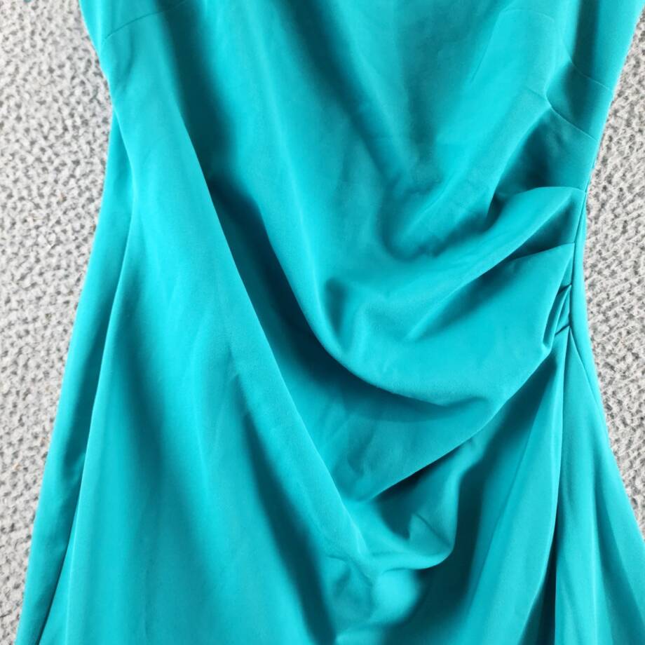 Eliza J Asymmetrical One-Shoulder Dress Women's 12 Turquoise Solid Sleeveless