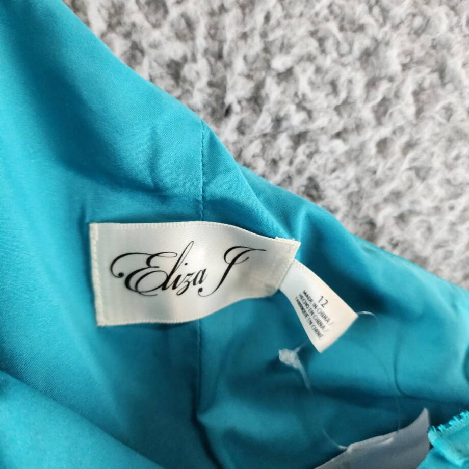 Eliza J Asymmetrical One-Shoulder Dress Women's 12 Turquoise Solid Sleeveless