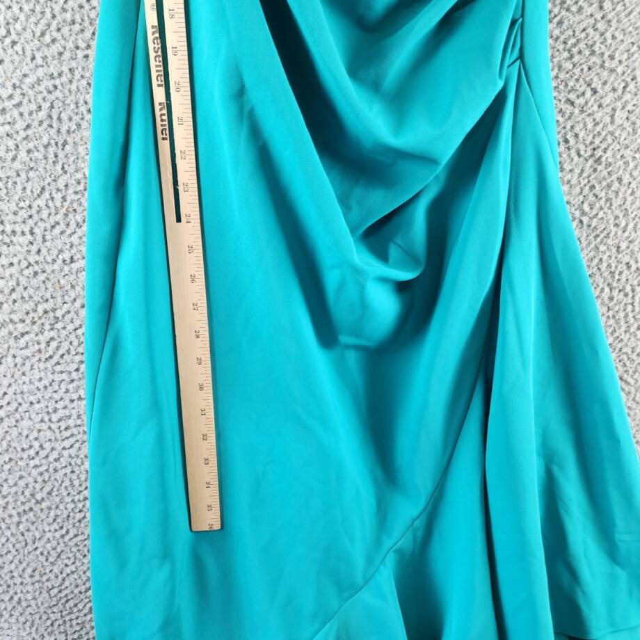 Eliza J Asymmetrical One-Shoulder Dress Women's 12 Turquoise Solid Sleeveless