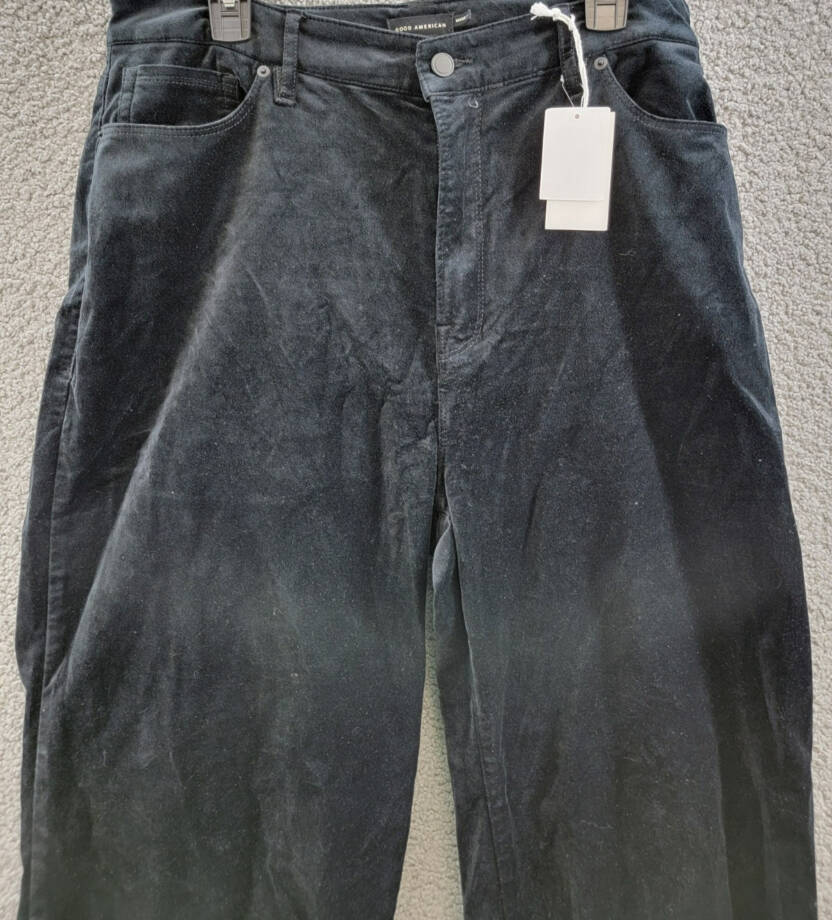 Good American Velvet Good Skate Wide Leg Jeans Women's 16 Black Button Zipped
