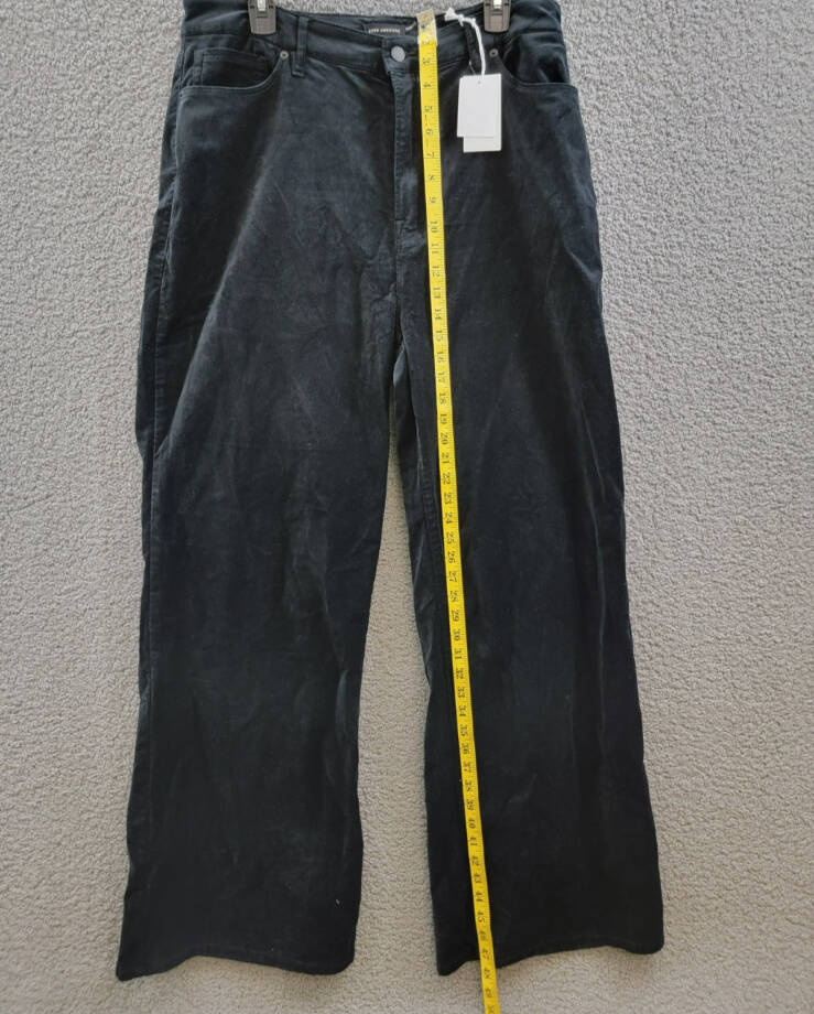 Good American Velvet Good Skate Wide Leg Jeans Women's 16 Black Button Zipped